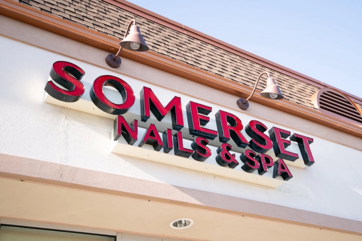 Somerset Nails and Spa storefront sign